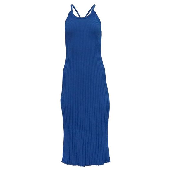Proenza Schouler Vida Ribbed-Knit Midi Dress in Blue Viscose